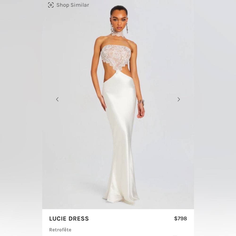 Retrofete Lucie White Satin Lace Maxi Dress